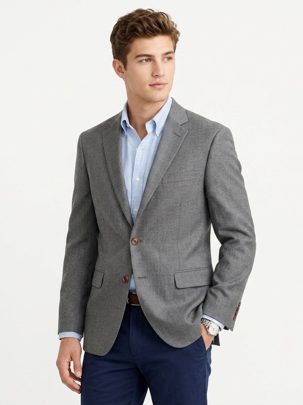 Lauren Ralph Lauren Suit Jacket 2-Button Single Vent Wool Gray 40R